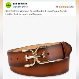 Sam Edelman Brown Leather Belt with Gold Buckle